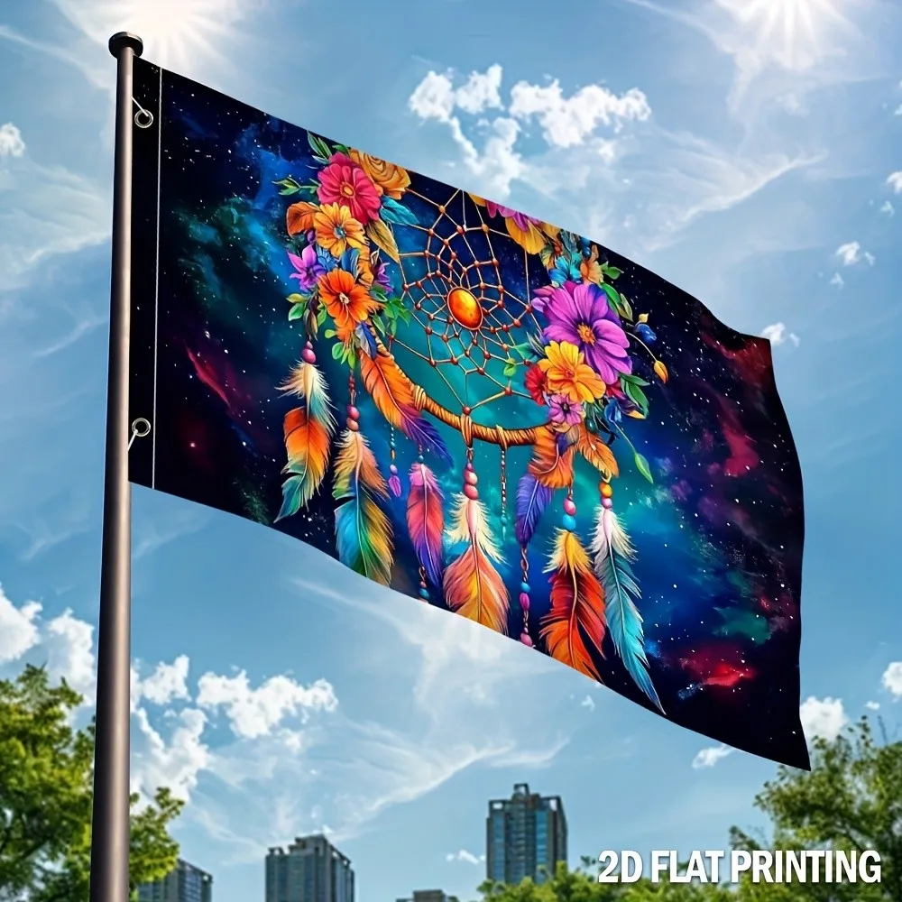 Vibrant Dream Catcher Garden Flag Cosmic Floral Polyester Outdoor House Yard Decor
