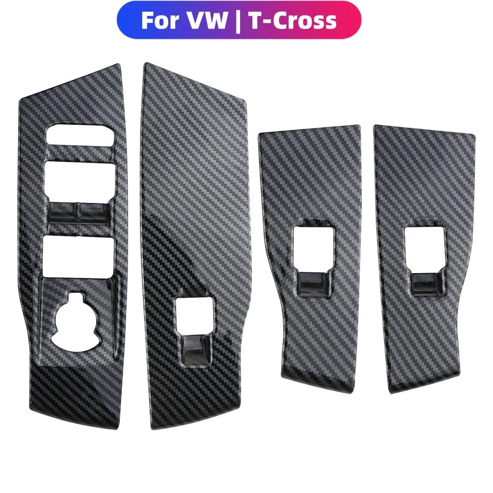 For Volkswagen VW T-Cross Tcross 2018 2019 2020 2021 2022 2023 LHD Car Door Window Lift Panel Cover Sticker Inter Accessories