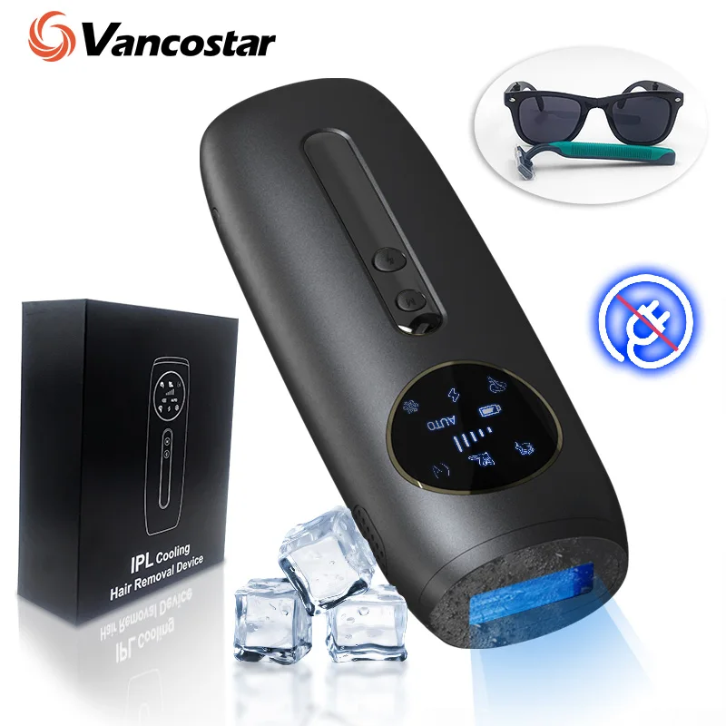 Rechargeable Laser Hair Removal Sapphire Cooling  Auto Permanent Painless Bikinis Trimmer in Home Icy Cold Wireless IPL Epilator