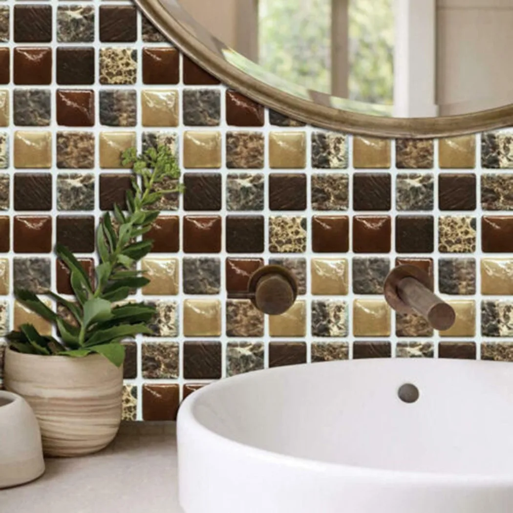 3D Mosaic Tile Stickers Pack of 20 for Kitchen and Bathroom Walls with Waterproof and Oil Resistant Properties