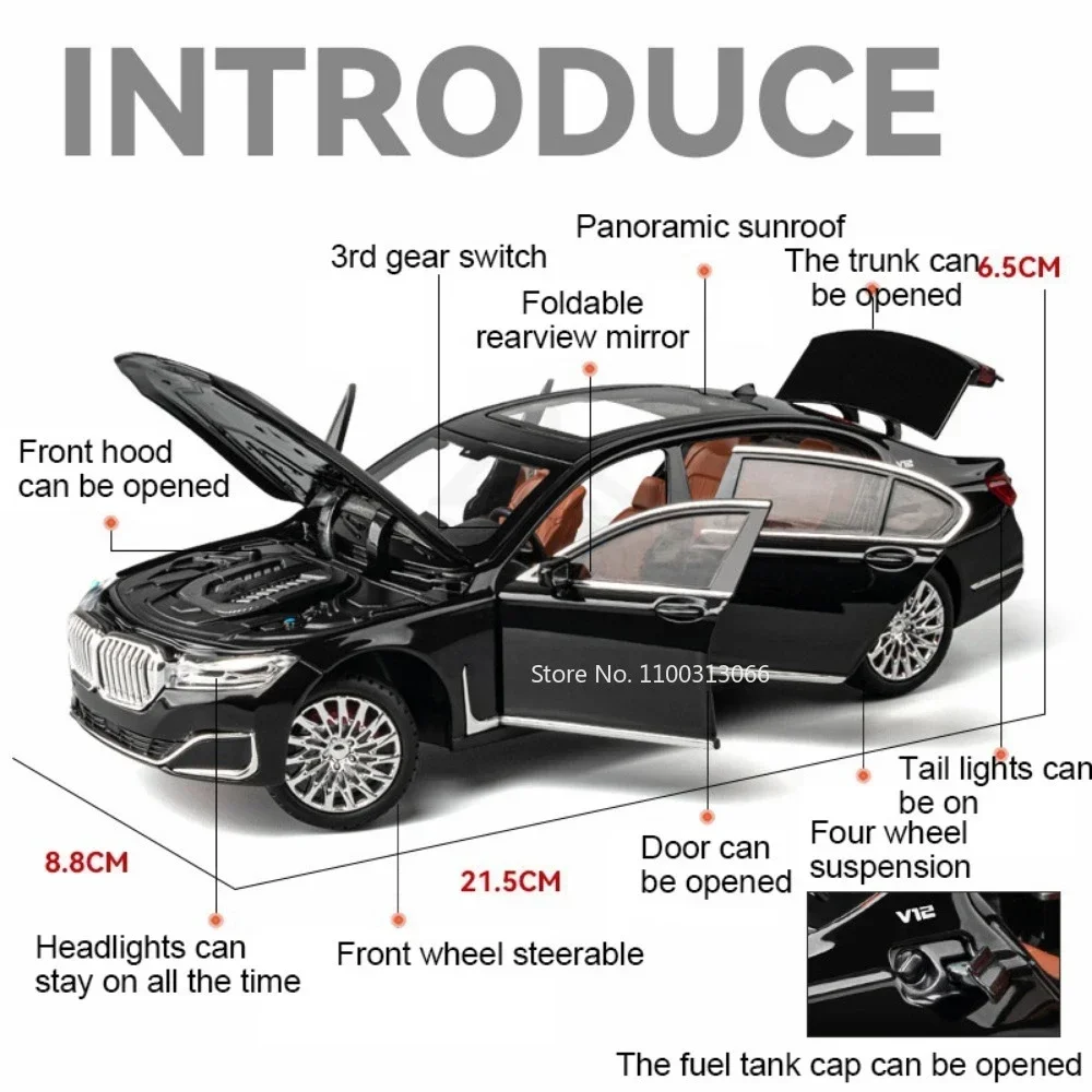 1:24 BMW 7er 760Li Spielzeugmodelle Autos Legierungsdruckguss mit Licht Sound Fahrzeuge Rad Zurückziehen Auto Kinder Sammlung Geschenke