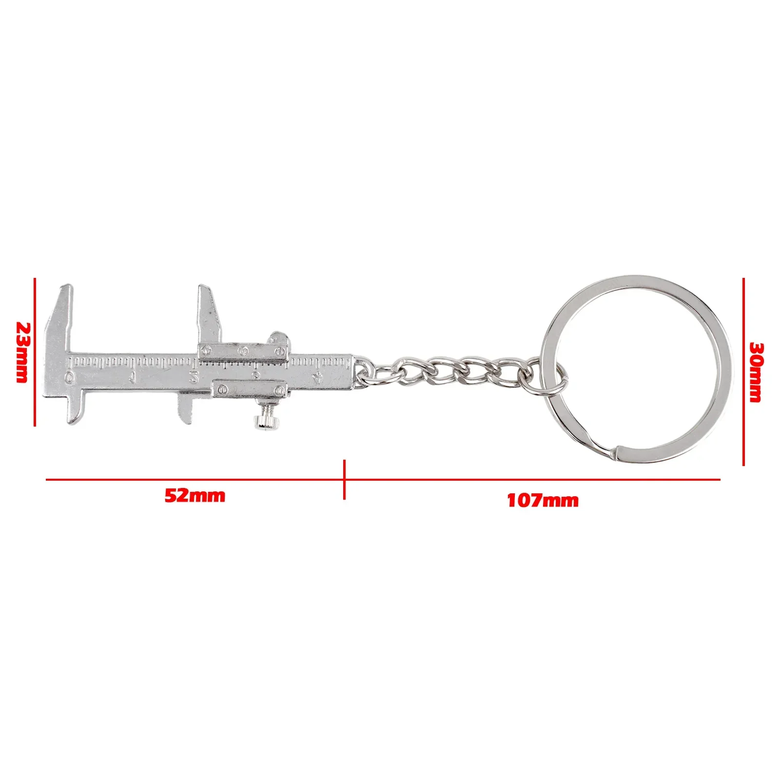 1pc Portable Zinc Alloy Mini Vernier Caliper Keychain Household Supplies Silver/Retro Color/Straightedge 107mmx30mm