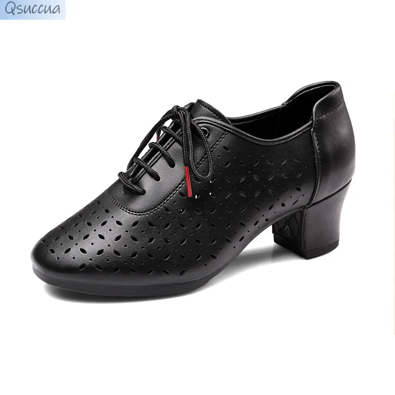 Vrouwen Latin Jazz Danceshoes Salsashoes Hoge Kwaliteit Lederen Holle Ballroom Dancingshoe 5Cm 3.5Cm Hakken Dames Dans Sneakers