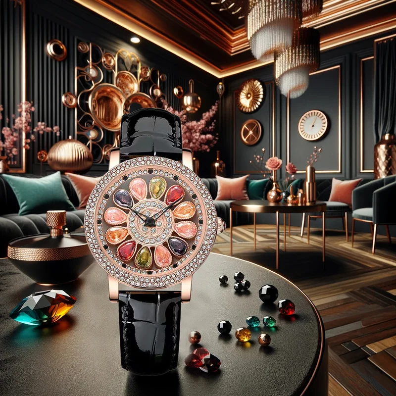 1 قطعة حزام PU أسود وردي للنساء نمط أنيق عالي الجمال للجري ساعة كوارتز كاندي ملونة #4