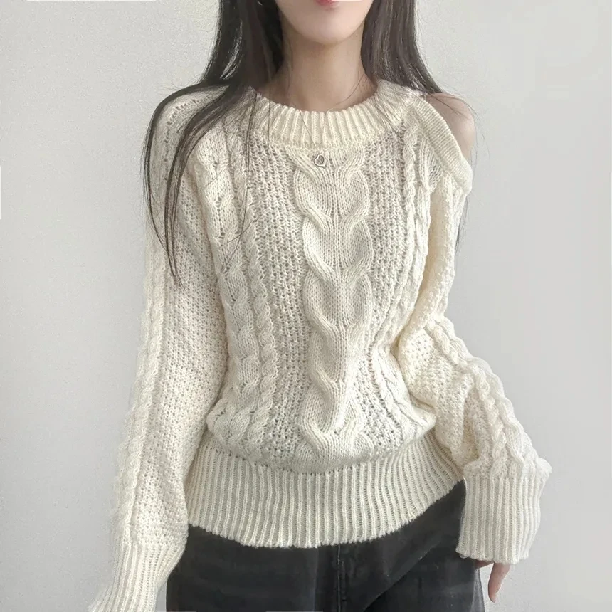 

Women's Chic Loose Knitted Sweater oulder Bared Long Sve Autumn Winter Faionable Versatile Casual Comfortable Top