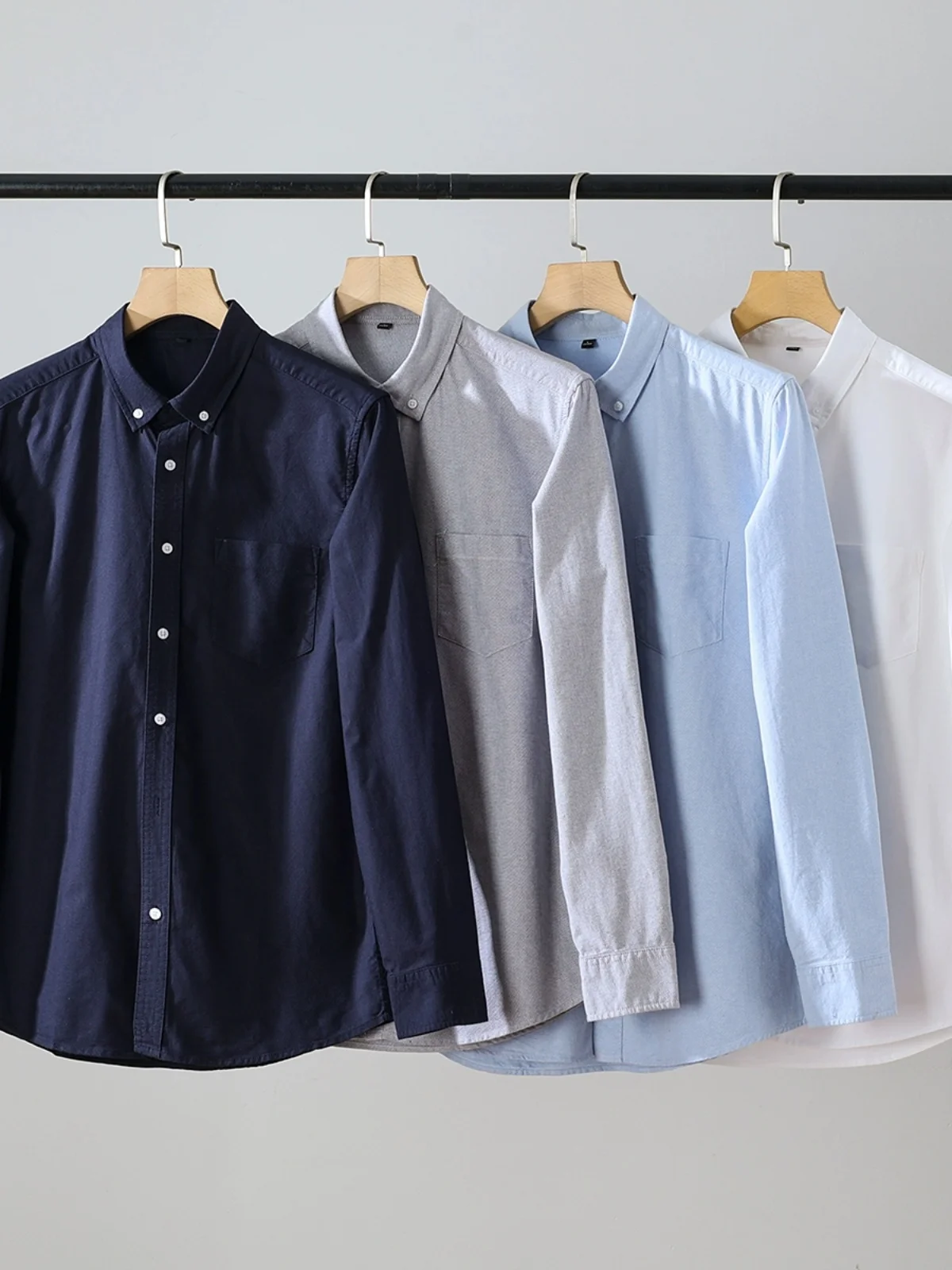 

High Quality Pure Cotton Oxford Fabric Men's Long Sleeve Casual Shirt Autumn Season Color Shirt Comfortable Standard Fit