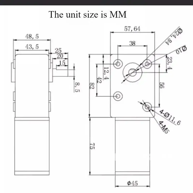 DC12V 24V Strong Torque Gearmotor Metal Turbo Worm Gearbox Engine Reversed Low Speed 250kg.cm Self-Lock Worm DC Gear Motor