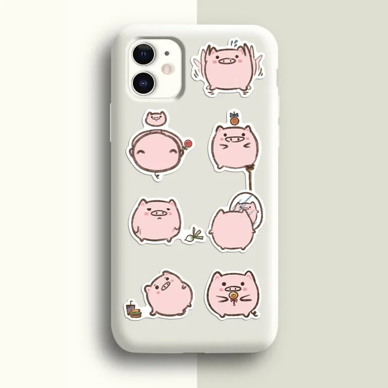 Imagem -06 - Porco dos Desenhos Animados Adesivos para Exercício Kawaii Adesivos para Celular Notebook Decorativo 50 Pcs