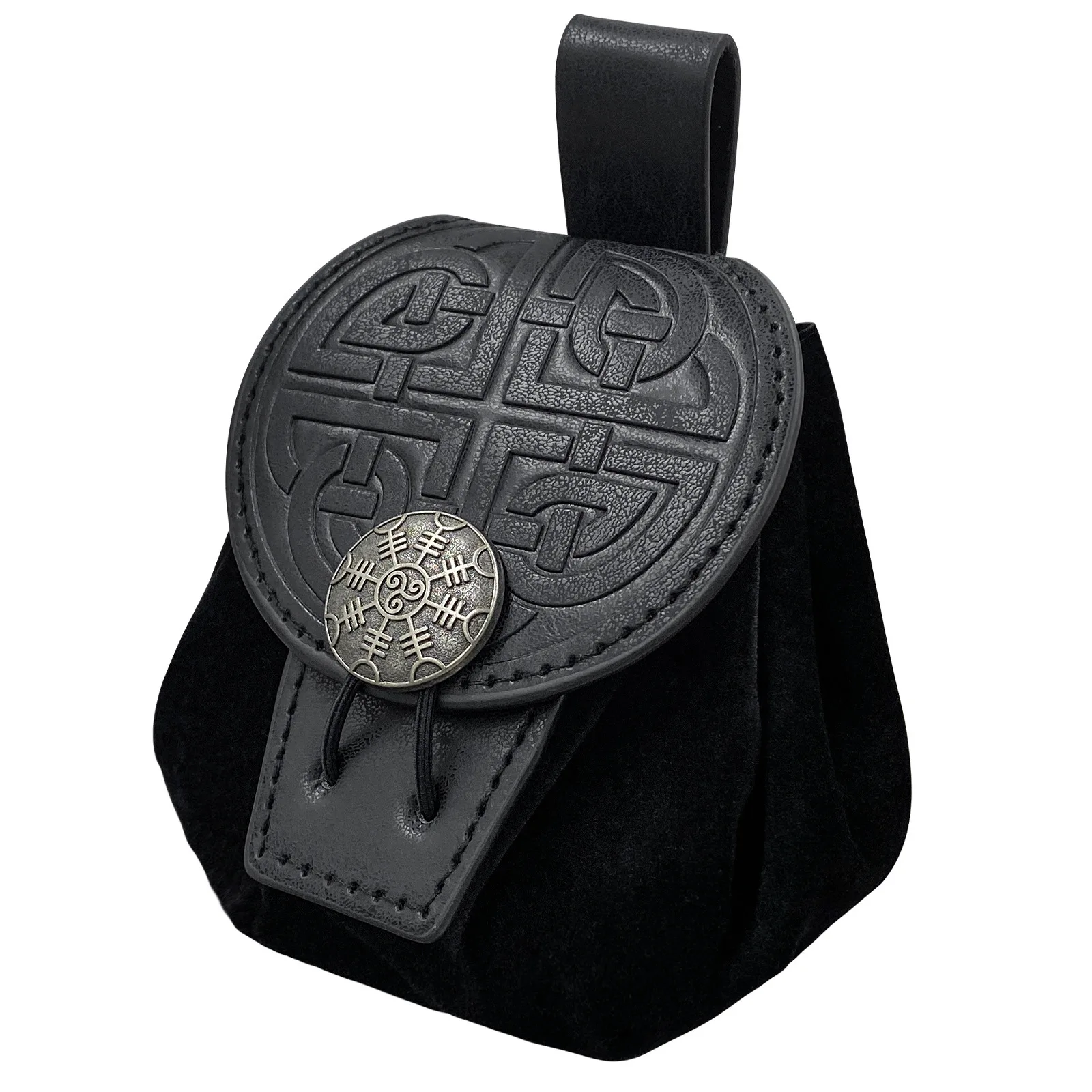 Medieval Faux Leather Retro Waist Bag Hangable Drawstring Outdoor Belt Bag Cosplay Props For Dungeons & Dragons RPG Game