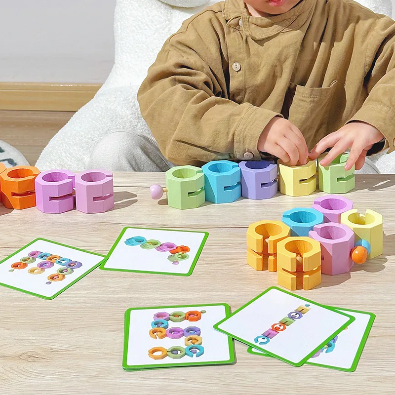 Children Montessori Building Block Set Wooden Creative Educational Toys for Kids Color Shape Cognition Matching Stacking Block