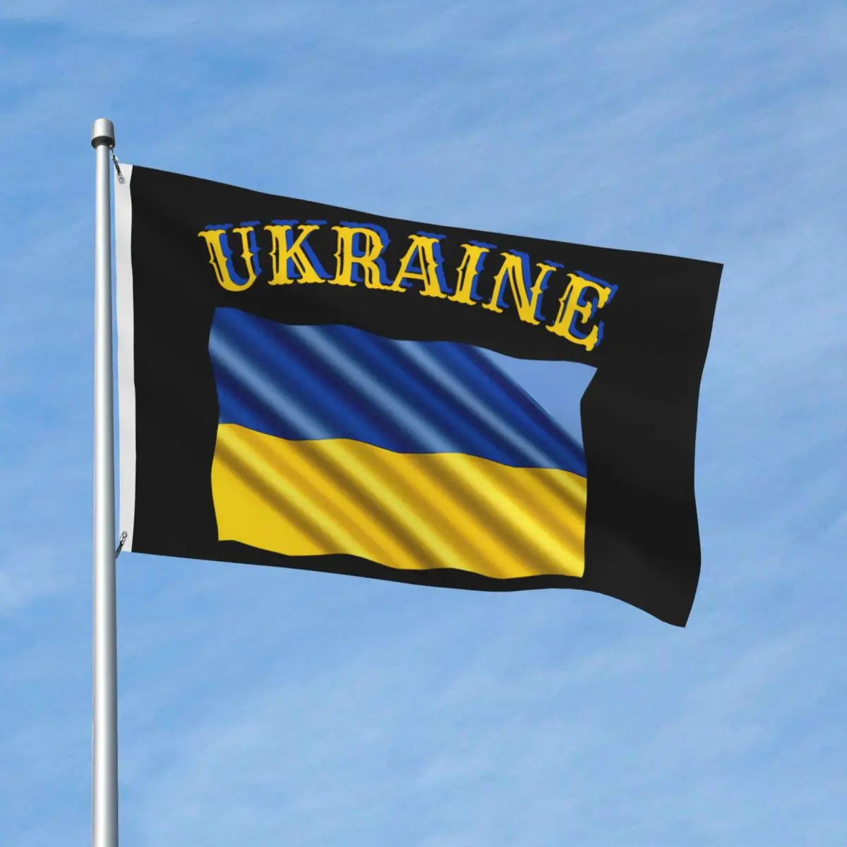 Curly Script Ukraine Wavy Flag Flag Custom 3x5 ft Flags Hanging Polyeste Funny Banner For Bed Room Decor