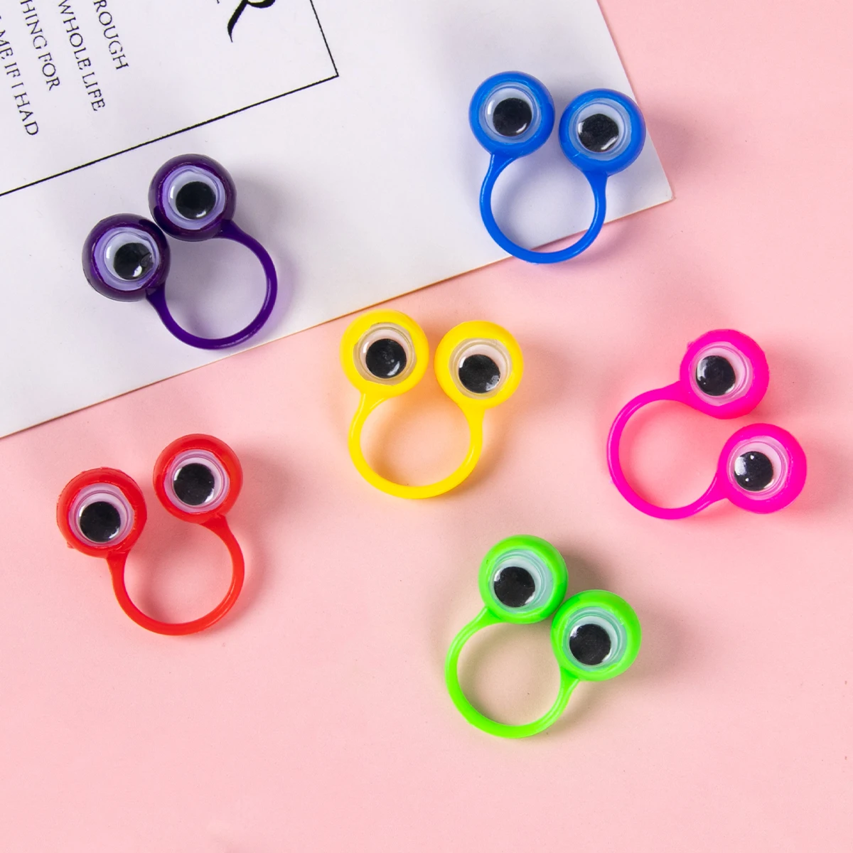 20pcs Funny Wiggle Eyeball Finger Puppet Plastic Rings Party Favor Toys for Kids Practical Jokes Games gifts birthday decor