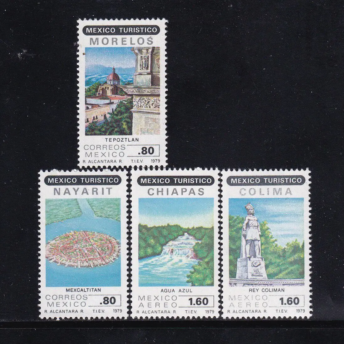 Mexico Cultural Heritage Tourism Baroque Architecture Blue Water Falls 12 New Collectible Postage Stamps Material For Scrapbook
