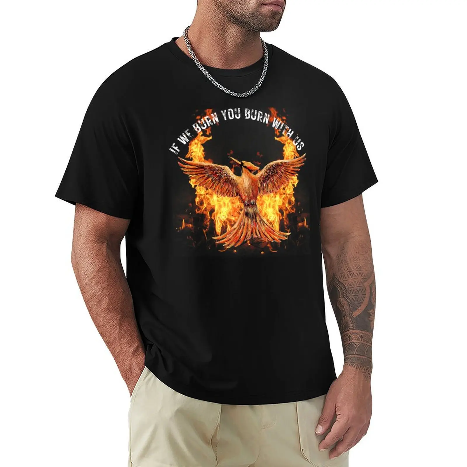 Mockingjay - If We Burn You Burn With Us T-Shirt Outdoor Sports Short Sleeve Top
