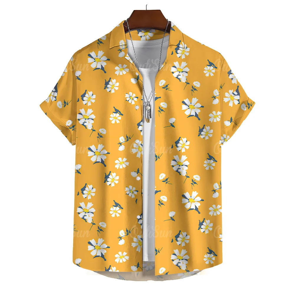 Einfache Herren hemd 3d floral bedruckte Hawaii hemden für Männer täglich lässig kurz ärmelig lose übergroße Herren bekleidung Tops