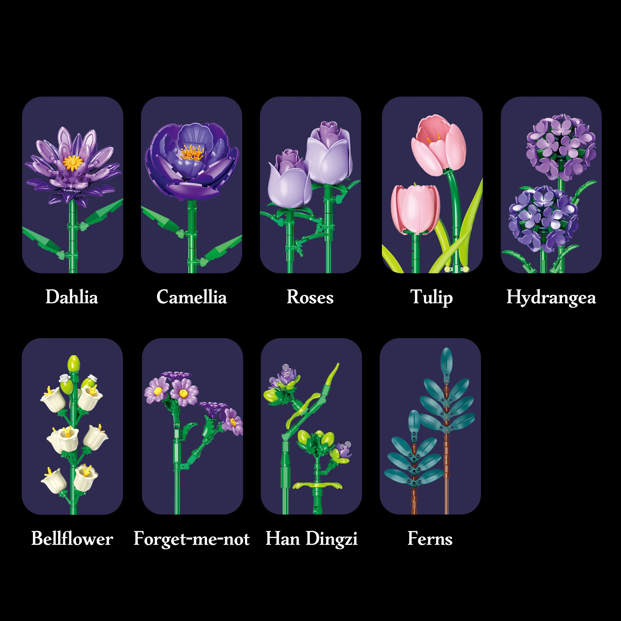 Ensemble de blocs de construction de Couple Bouquet violet 624 pièces, modèles de fleurs créatives, décoration de bureau élégante pour femmes, cadeau de loisirs créatif