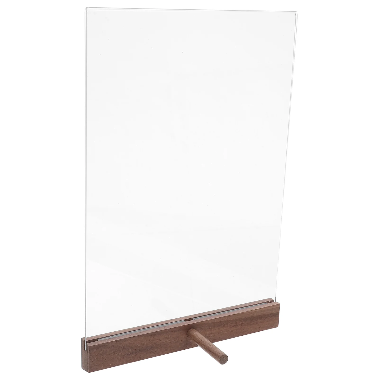 

Acrylic Display Frame Clear Double Sided Walnut Wood Base Tabletop Sign Stand Diploma Certificate Menu Flyer Display Holder