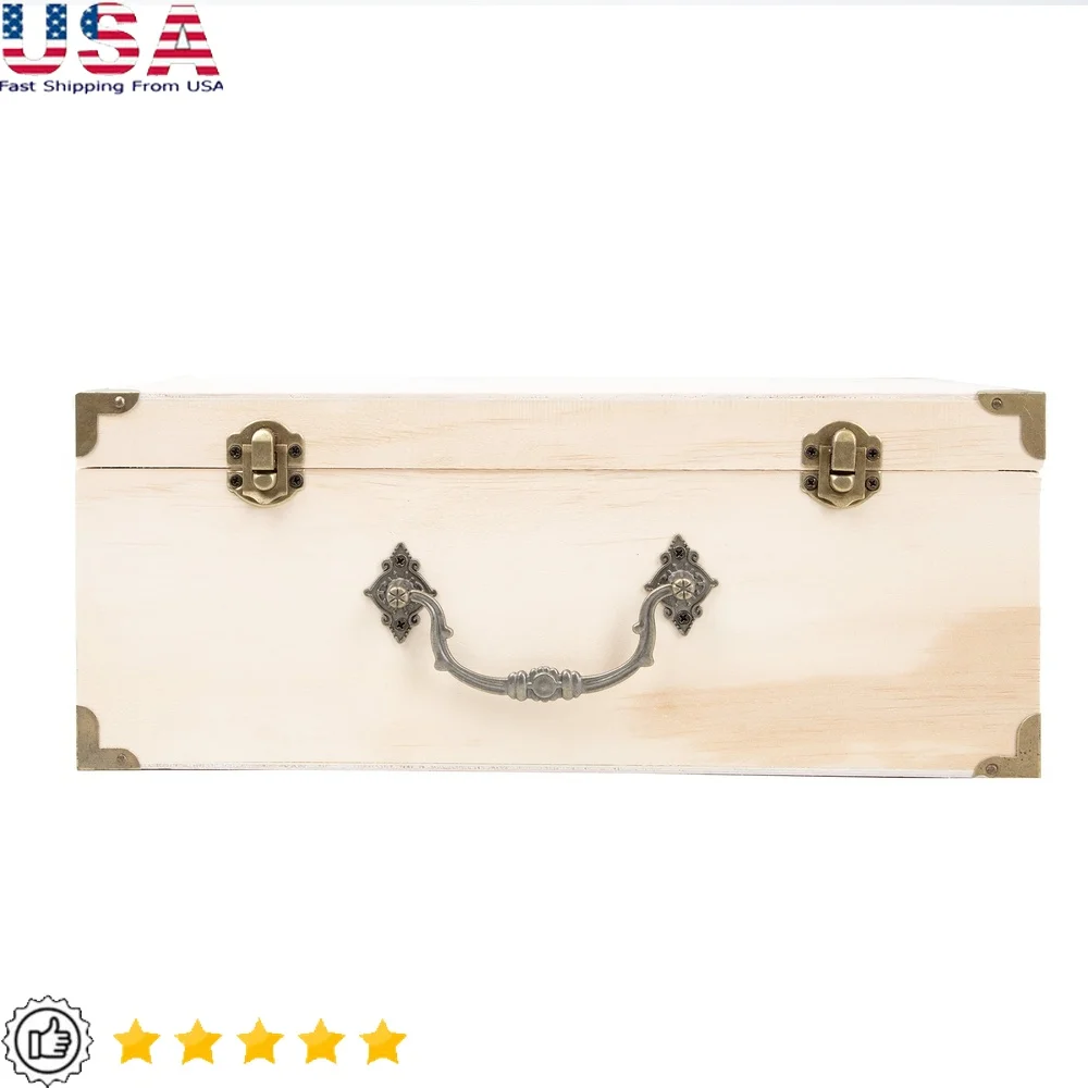 

Ящик для хранения подарков из натурального дерева с металлическими защелками на шарнирной ручке, идеальные подарки для рукоделия