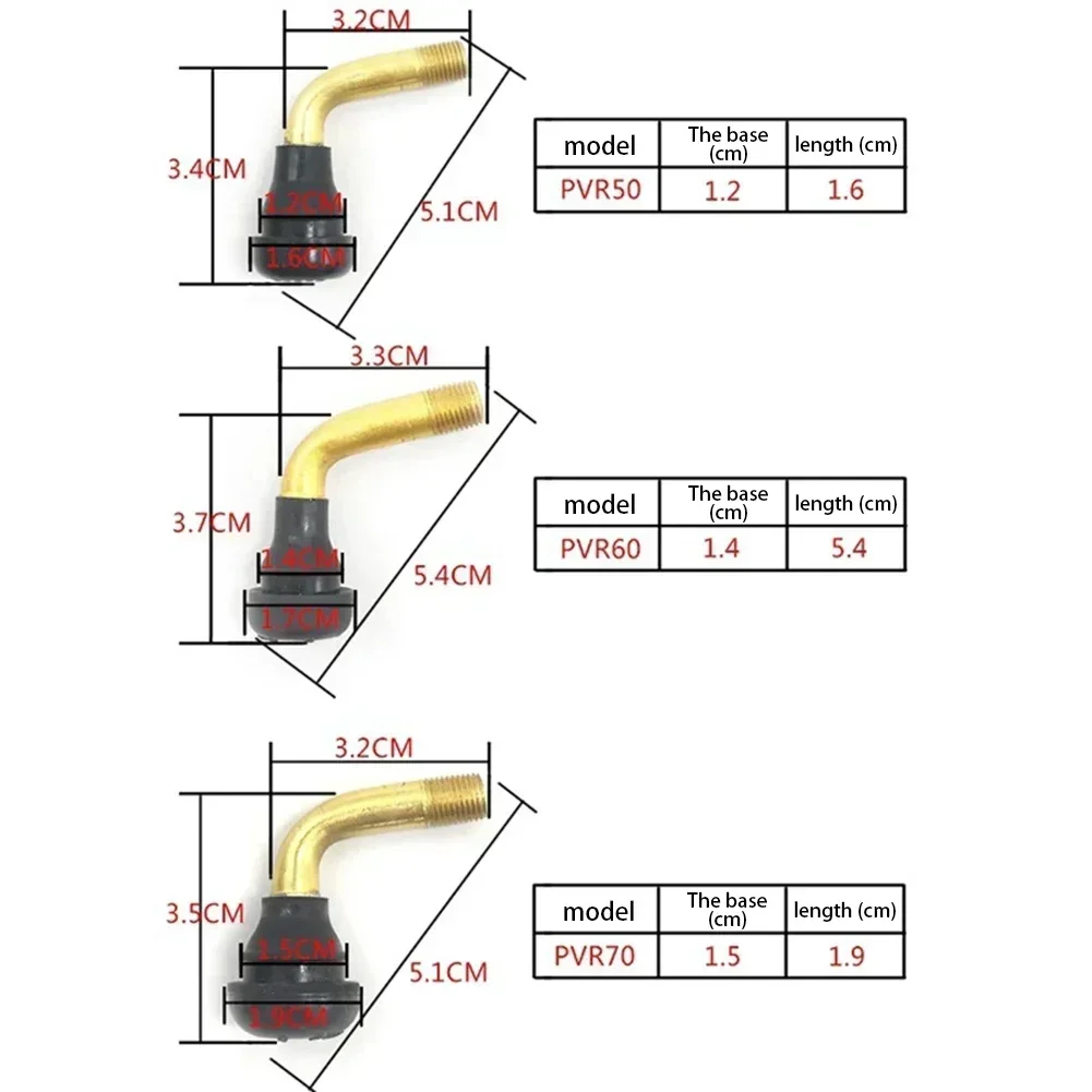 2PCS Motorcycle Tubeless Tire Valve Stems Right Angle 45 Degrees Electric Scooter Bike Pull-In Valve Core Tool  PVR70/60/50