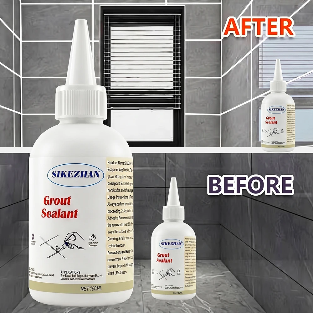 SIKEZHAN Waterproof Grout Sealant, Anti-Mold Tile Gap Filler, Fast Dry Bathroom Shower Kitchen Joint Repair Kit, Adhesive 150ml