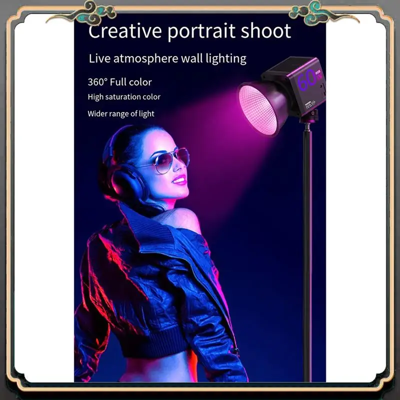 ASMA-60W Photography Fill Light Portable COB RGB Video Light 2500-6500K Outdoor Studio Video Recording Photography EU Plug