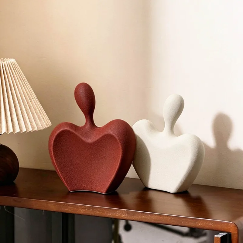 Nordic Abstract Ceramic Couple Hug Sculpture Ornaments Living Room TV Cabinet Entrance Desktop Furnishings Crafts Wedding Gifts