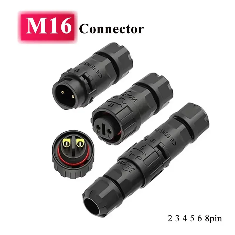 M16 2 3 4 5 6 8pin Self-locking Aviation Cable Connector IP67 Solderless/Welding 5-15A Panel Front/rear Installation Plug Socket