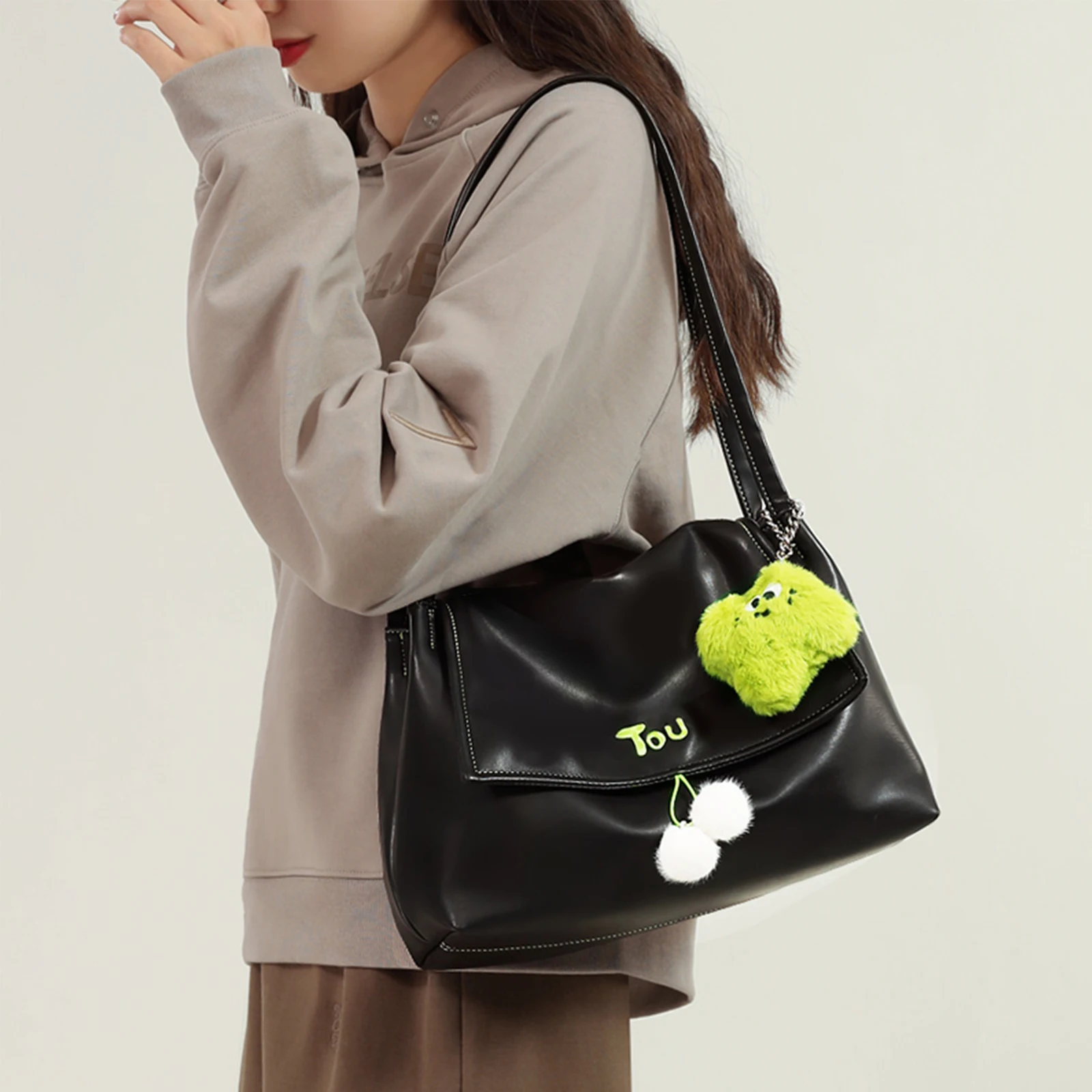 

TOUTOU Large Underarm Bag with Doll PU Messenger Crossbody Handbag Shoulder Women Original Designer Bag Teacher Christmas Gift