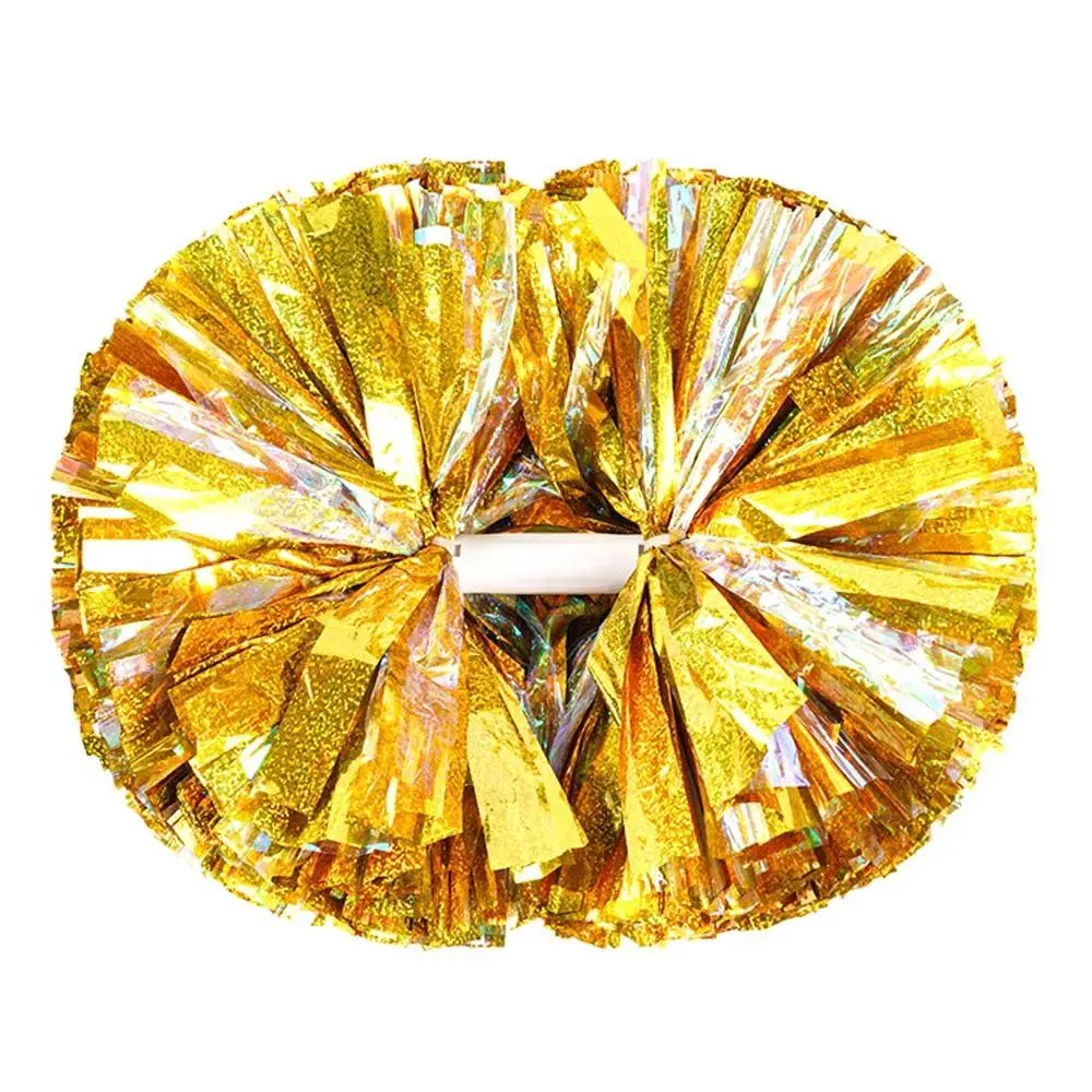 30cm*37cm Cheerleader Pom Poms Multicolors PET Cheerleading Pom Poms Colorful PET Plastic Handle Dance Pompoms
