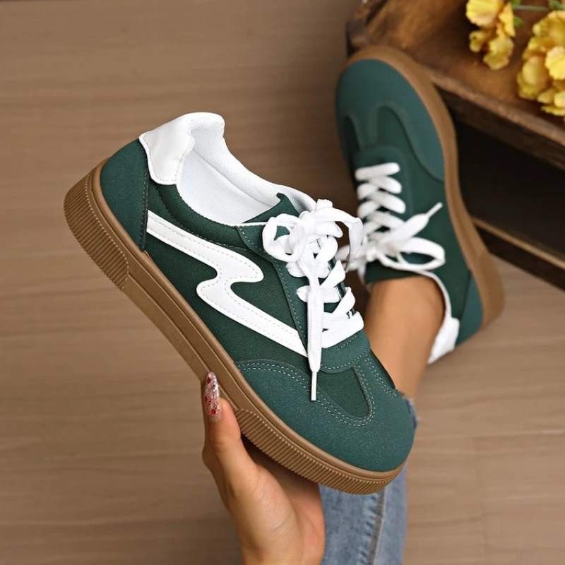 Frauen Tennis Turnschuhe Wohnungen Damen Mode Mischfarben Lace-up Vulkanisierte Schuhe Frühling Herbst Frau Outdoor Trainer Schuhe