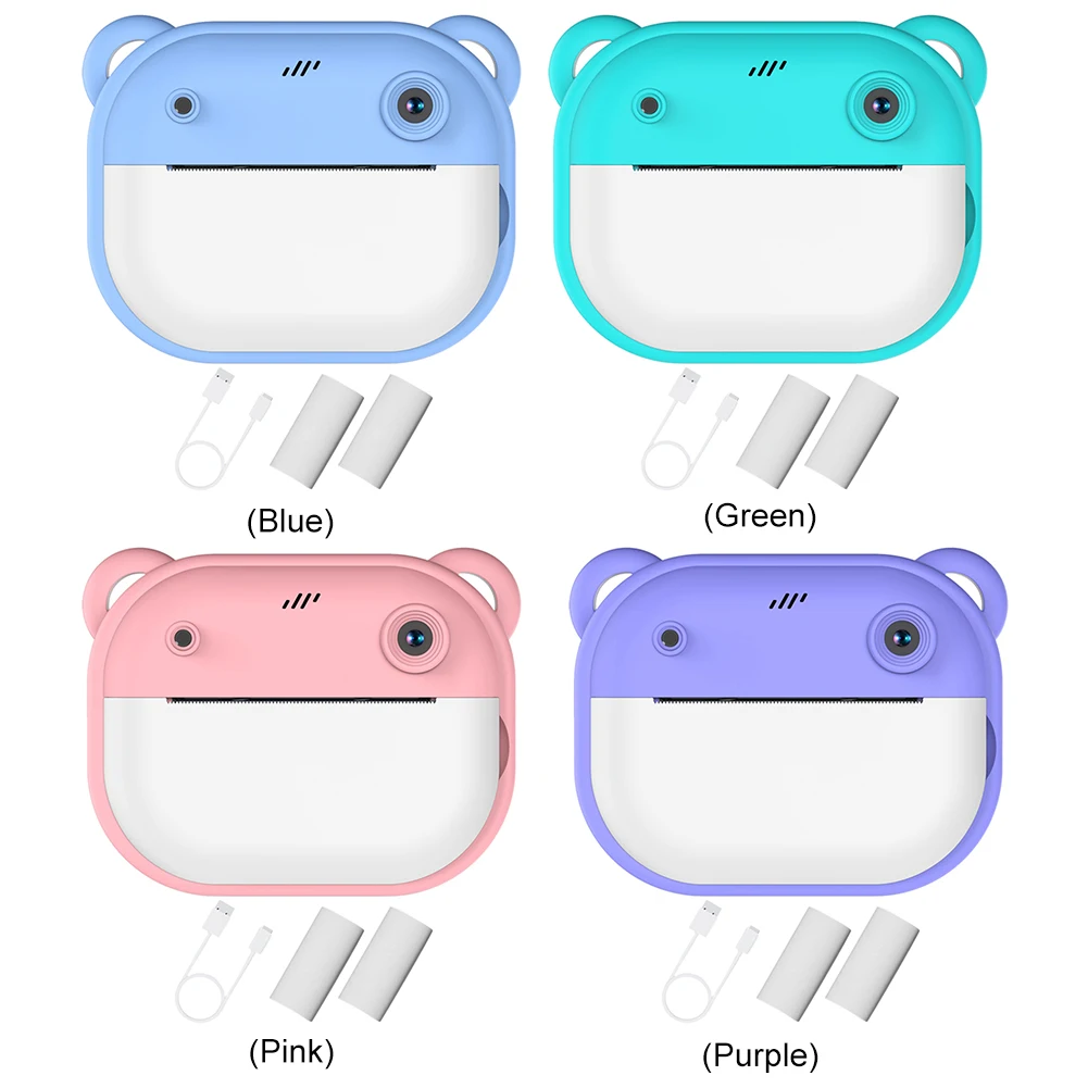 كاميرا طباعة فورية صغيرة للأطفال بدقة 24 ميجابكسل HD 1080 بكسل كاميرا صور رقمية مع لفات ورق طباعة هدية لعيد الميلاد/العطلة