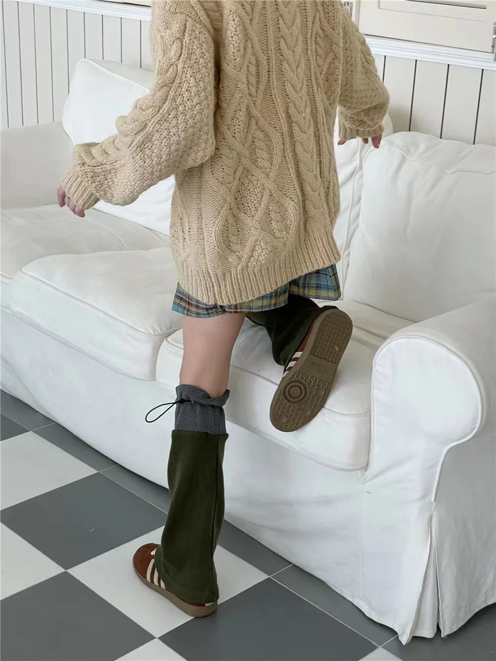 Autumn Winter Popular Leg Warmers Women's Sweet Long Socks Wool Knitted Foot Cover Color Black White Gray Beige Length 40CM