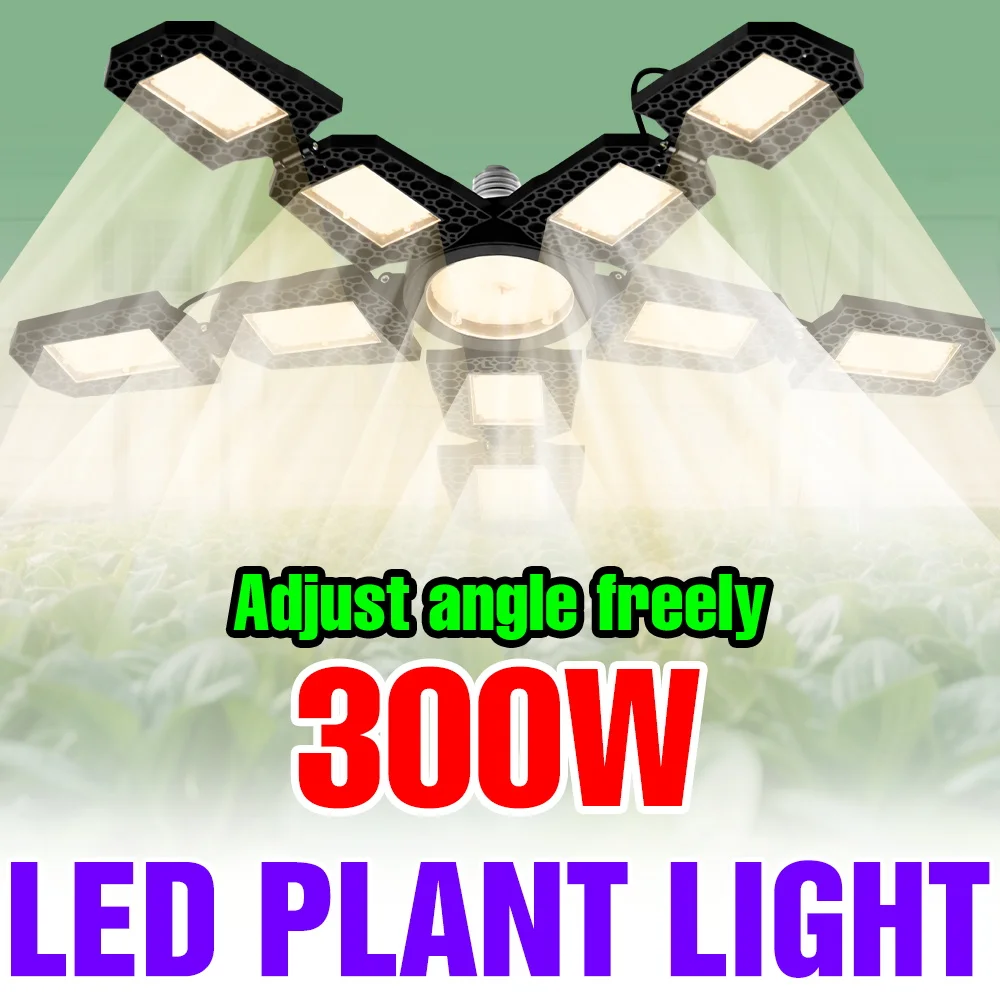 

300W LED Deformable Plant Grow Light E27 Full Spectrum Indoor Planting Lamp 220V Greenhouse Tent Vegs Seeding Cultivate Lighting