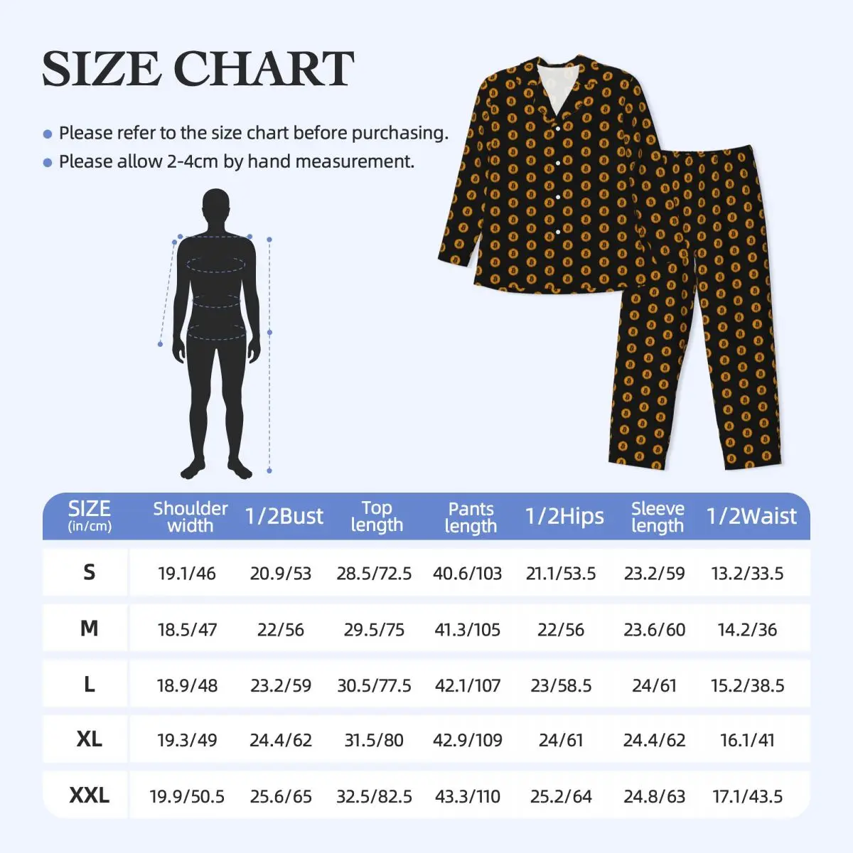 Bitcoin Print Sleepwear Autumn Digital Currency Money Aesthetic Oversize Pajama Set Man Long Sleeve Cute Room Printed Nightwear