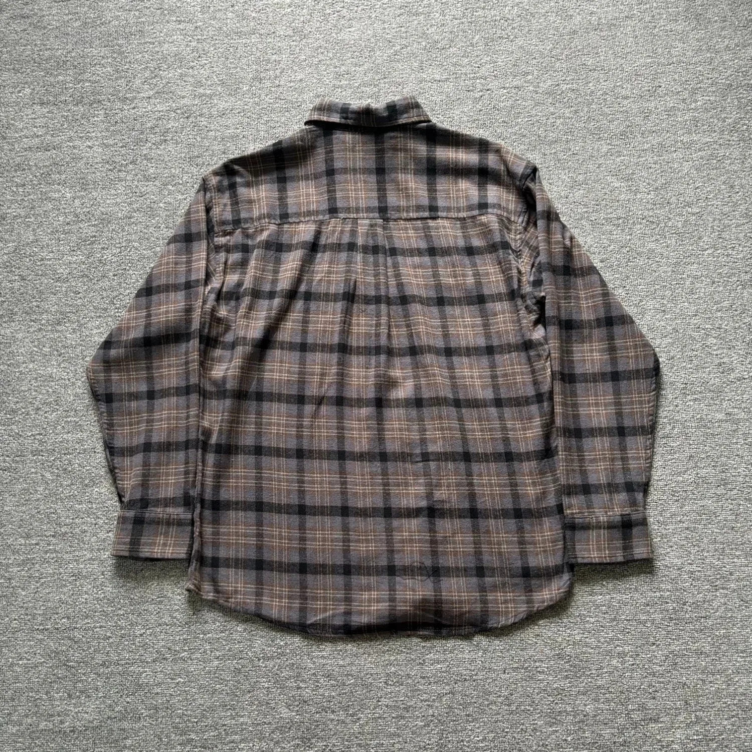 Retro plaid long-sleeved shirt men's loose off-shoulder brushed shirt casual versatile lapel jacket top