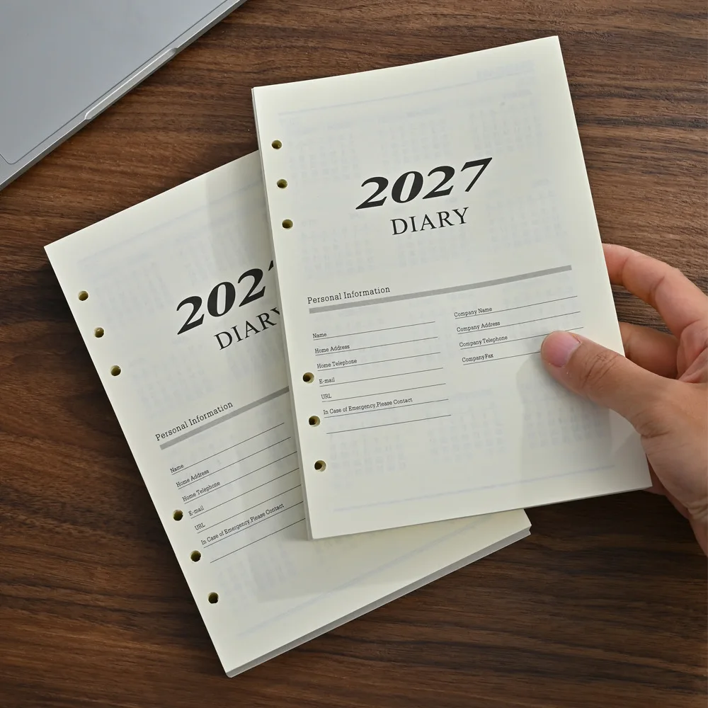 2027 A5 English Calendar Refill Pages 365 Days Loose-Leaf Planner Cross-Border Schedule Refill Office Stationery
