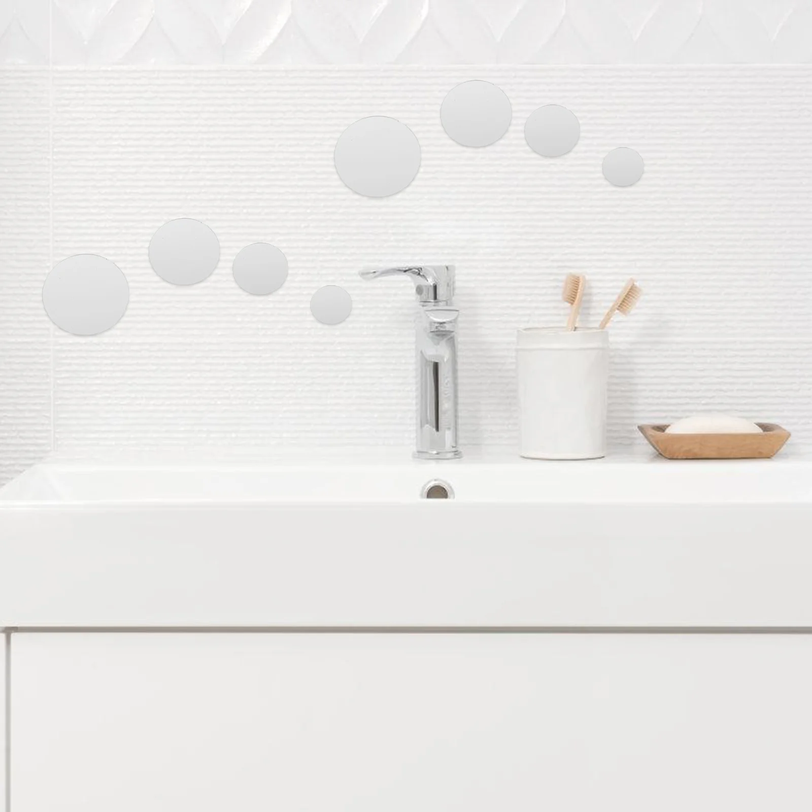 

250Pcs Acrylic Round Mirror Mini Tiles for DIY Crafts Decoration Peel and Stick Wall Tiles Round Acrylic Mirror