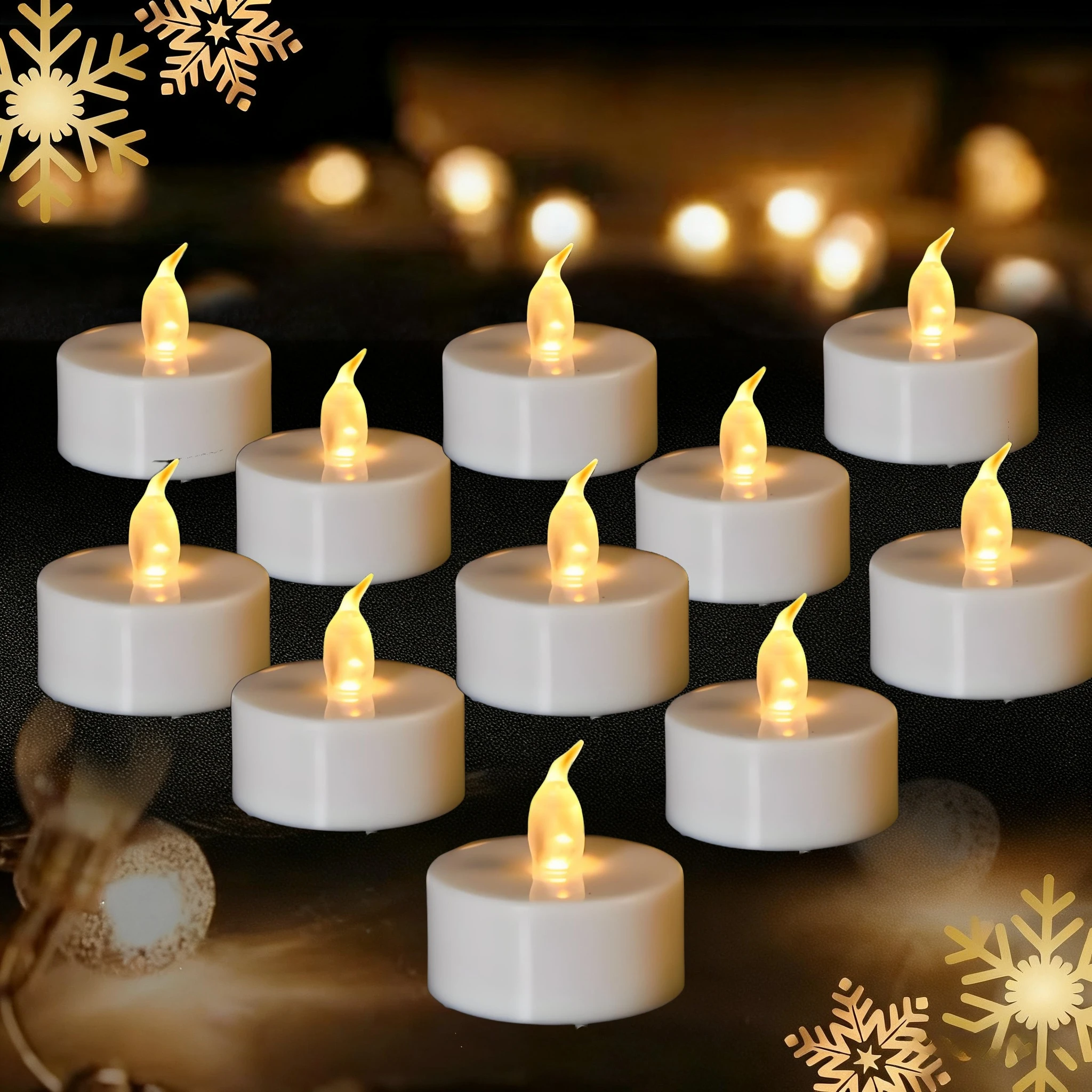 12PC/24PC Flameless LED Candles with Timer Creative Wishing Tealights Flickering Votive Candle For Wedding Christmas Decoration