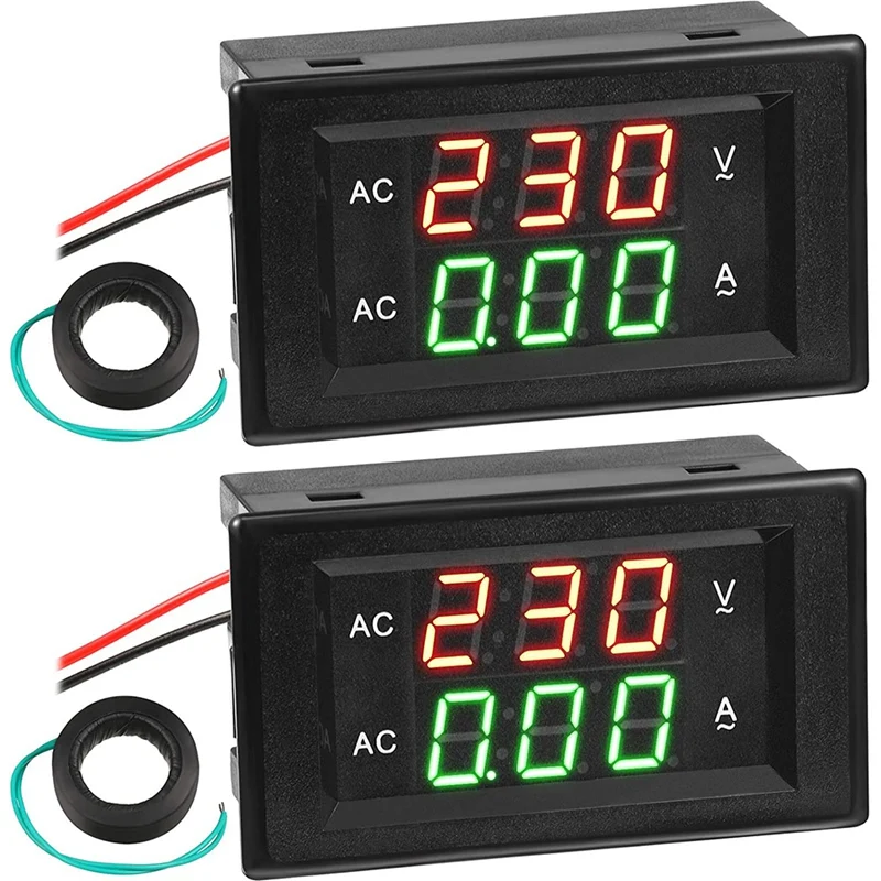 

Promotion! 2 Pieces Of Voltage Ampere Meter AC 500V 200A Voltmeter AC Voltage And Ammeter Digital Dual Display