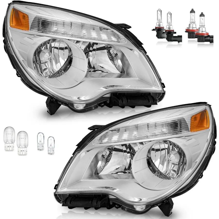 

Фара в сборе для Chevy EquLS LT 20102015, хромированный корпус и янтарный отражатель, высокопроизводительная замена светодиодных фар