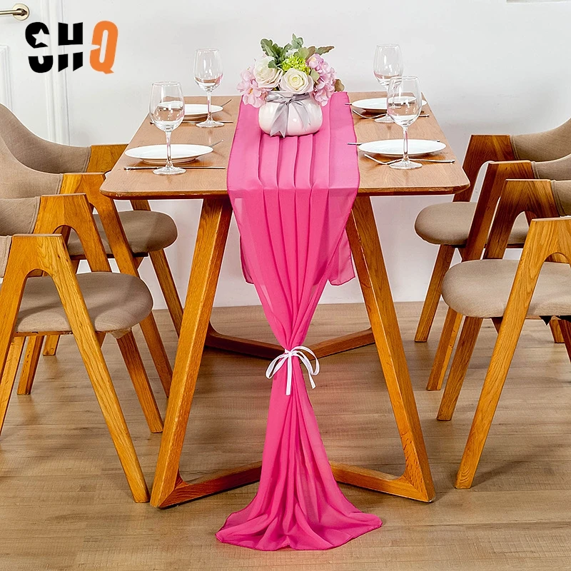 Chiffon Table Runner for Wedding and Birthday Party, Romantic Decoration, Boho, Bridal, Valentine's Day, 30cm * 300cm, 2024