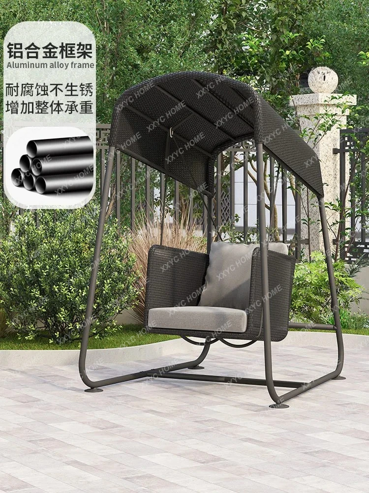 Courtyard Outdoor Swing Single Double Rocking Chair Garden Hanging Chair Outdoor Home Indoor Wrought Iron Swing