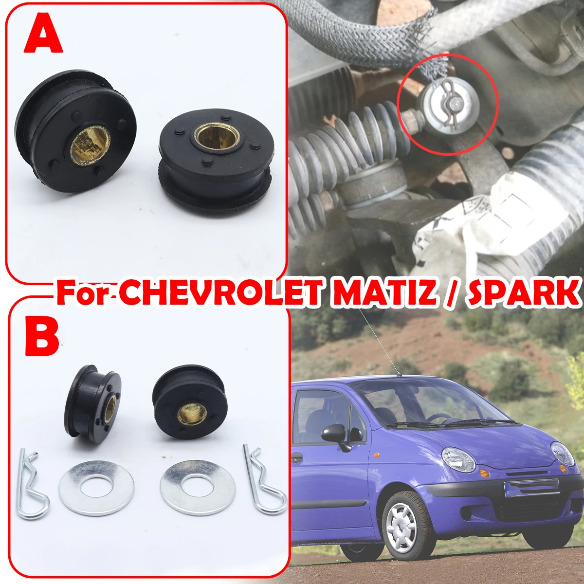 For CHEVROLET SPARK / MATIZ M100 M200 Car Gear Shift Cable Transmission Shifter Linkage End Replace Bushing Kit Replacement Part