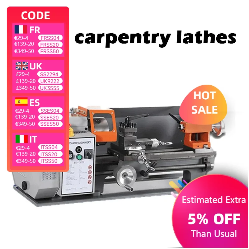 YS-1835A Metal Lathe Machine, 500W Stepless Speed 0-2000RPM, Equipped with Toolbox for Precision Parts Machining