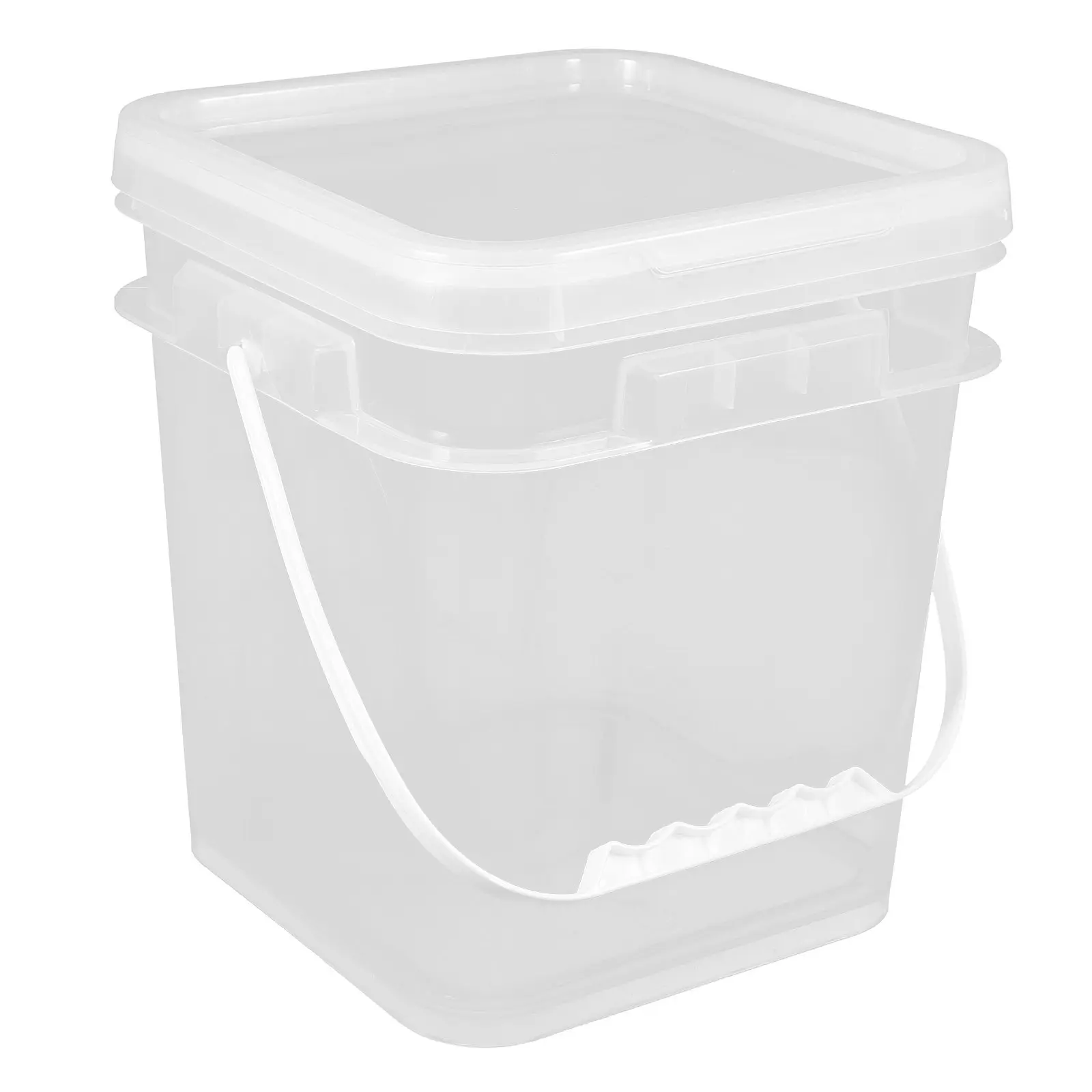 5L Square Transparent Plastic Paint Bucket with Tight Seal for Paints Coatings Sealants Pigments Art Paints Chemical Storage