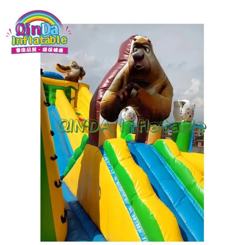 Château gonflable combiné de toboggan d'eau de maison de rebond d'ours de qualité commerciale cavalier gonflable adulte