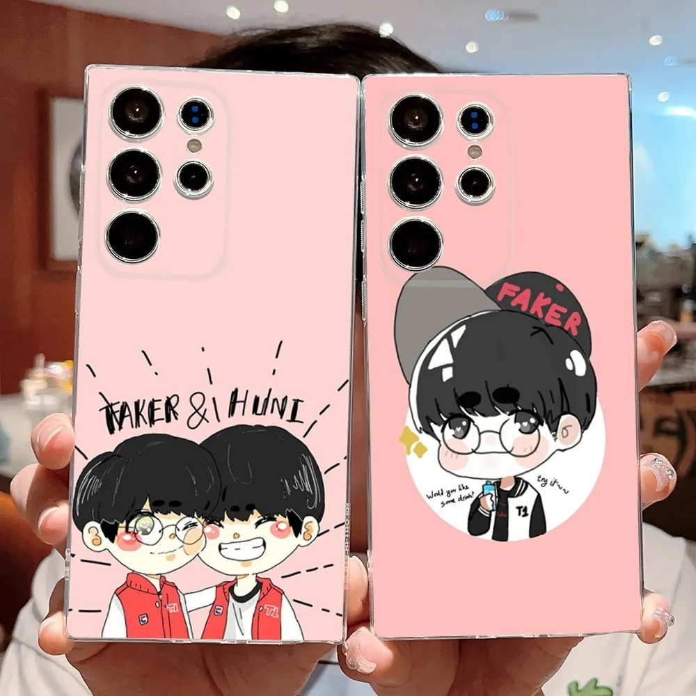 L-LOL SK Telecom T1 Faker Keria Phone Case Silicone Case For Samsung S30,23,21,22,20 Ultra,S20 FE lite,S10,9,8 PIus Cover Clear