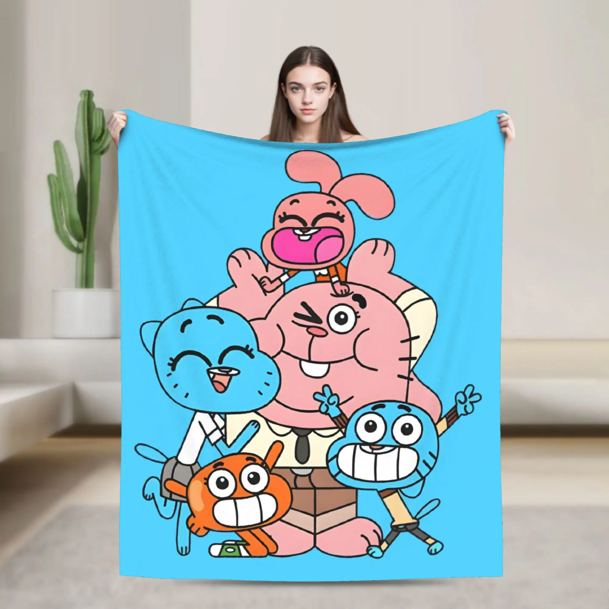 The Watterson Family Cartoon Gum Ball Flannel Blanket  Custom Throw Blankets for Home Hotel Sofa  125*100cm Bedspreads