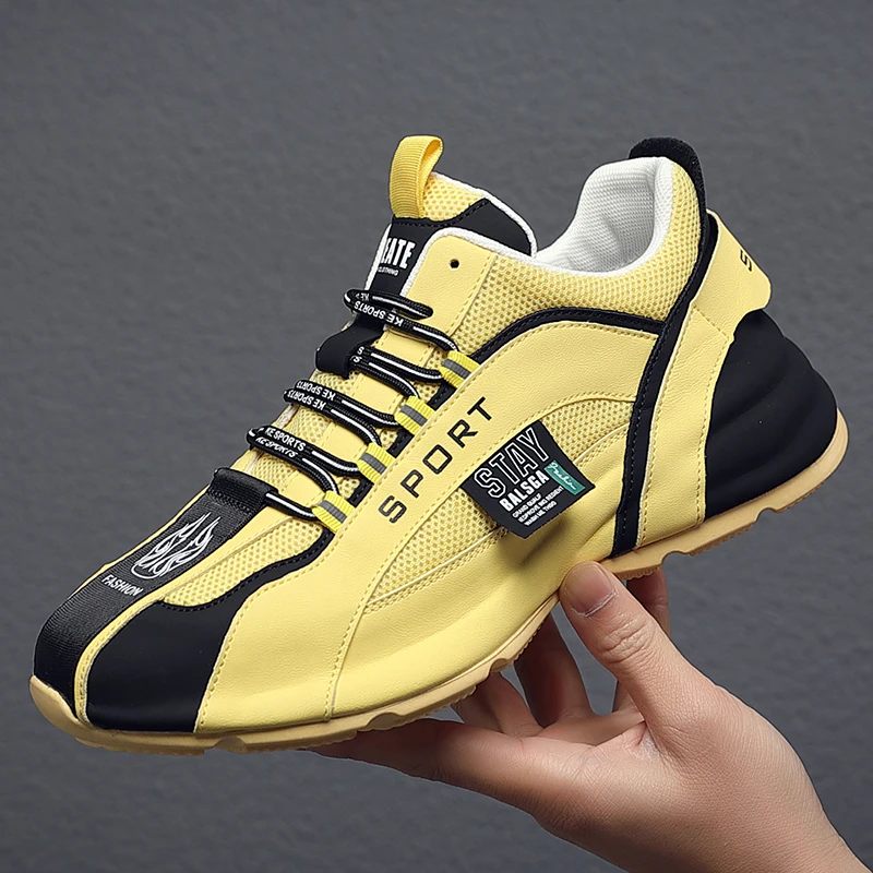 Four-season shoes cowhide   mesh bottom white shoes casual sports shoes fashion shoes, dad shoes