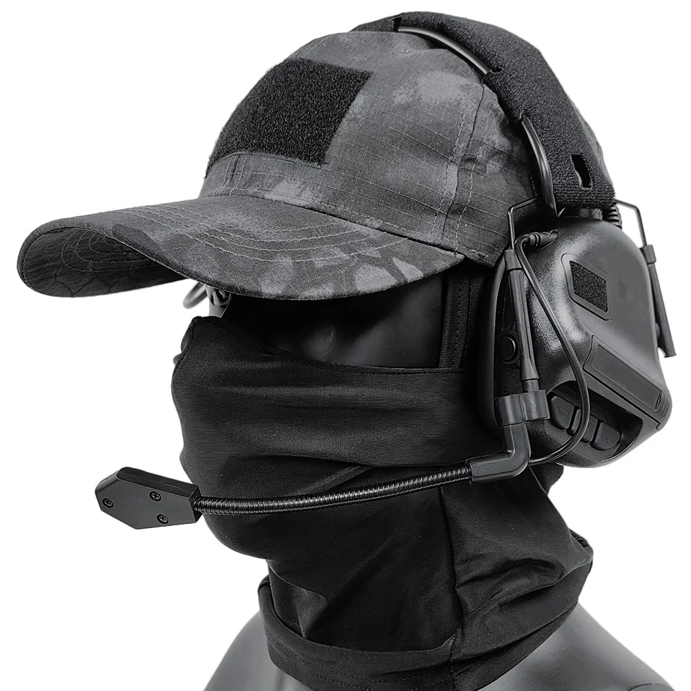 Tactical Shooting Headset Set, Head-Mounted HD Communication Earmuff & Camo Baseball Cap & Breathable Balaclava, Airsoft Headpho